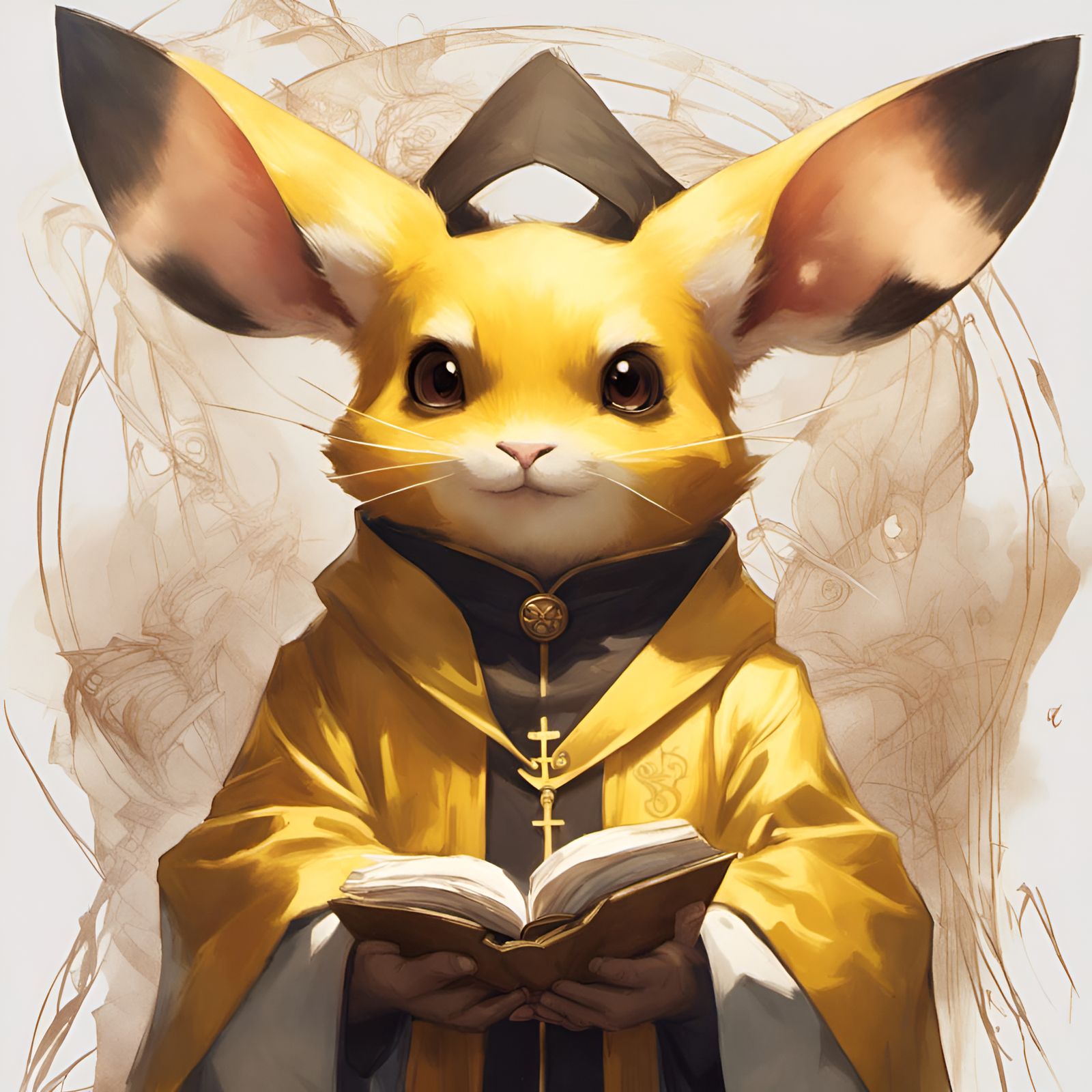 Raichu as Priest: Detailed 8k Cinematic Portrait