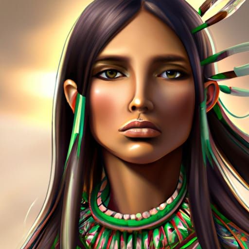 Beautiful Mexican Girl Portrait in Hyperdetailed Style