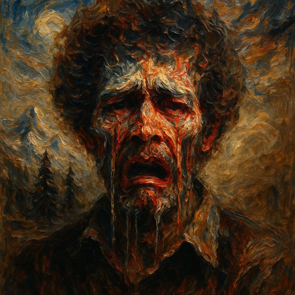 Emotional Impasto Portrait of Inner Chaos