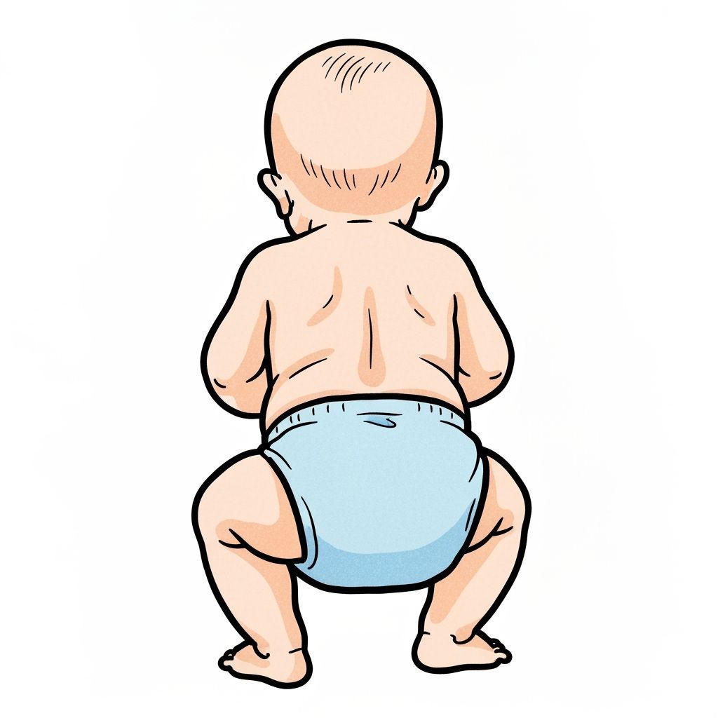 Baby with Blue Diaper in Storybook Illustration Style