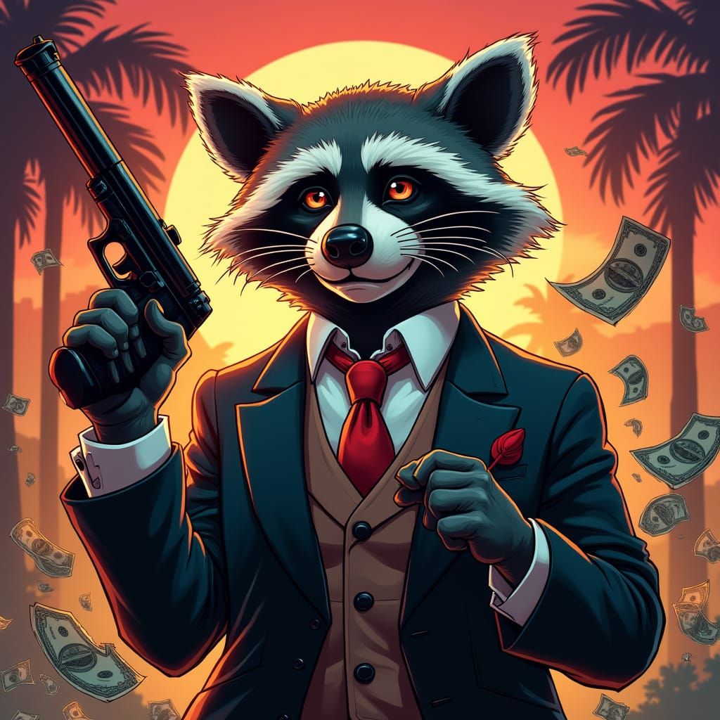 Raccoon Scarface: Tony Montana Style