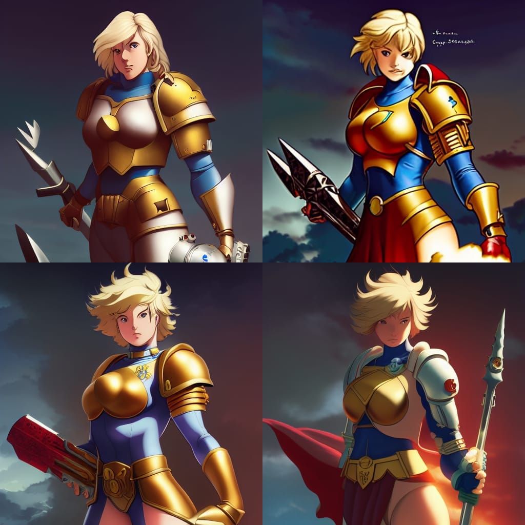 Powergirl as Warhammer 40k Primarch in Anime Style