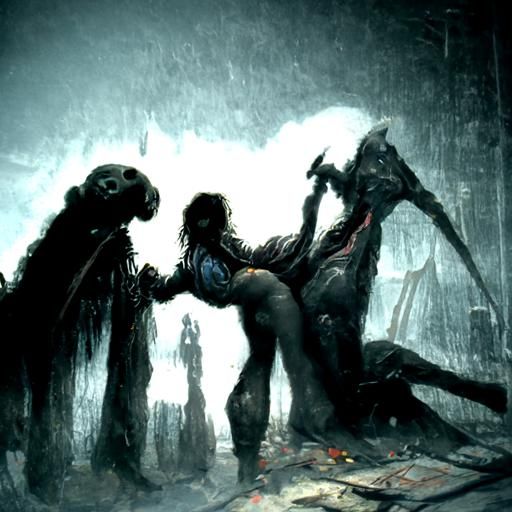 Gothic Horror: Two Women in Dark Illustration