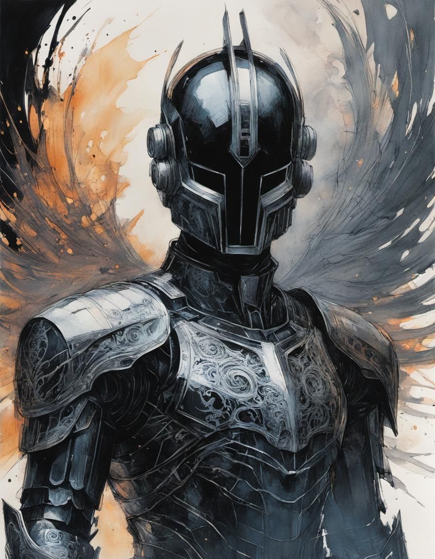 Dichroic Angel Knight in Detailed Armor