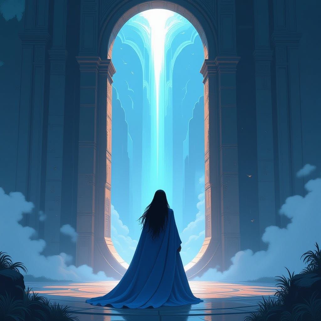 Magical Portal Gateway in Ligne Claire Style