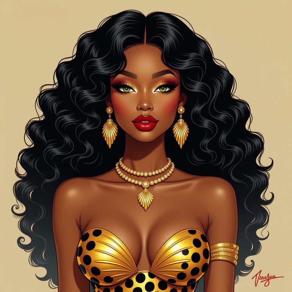 African Mermaid in Basquiat-Okubo High Fashion Style