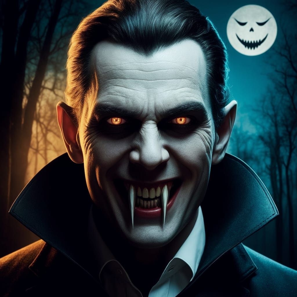 Modern Nosferatu Vampire Portrait in Eerie Forest