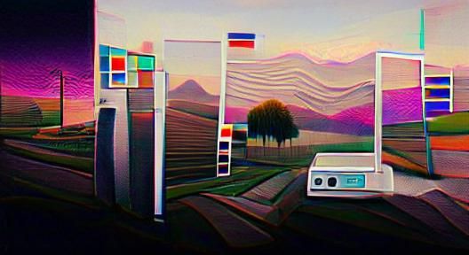 Retro Geometric Landscape Abstract Art