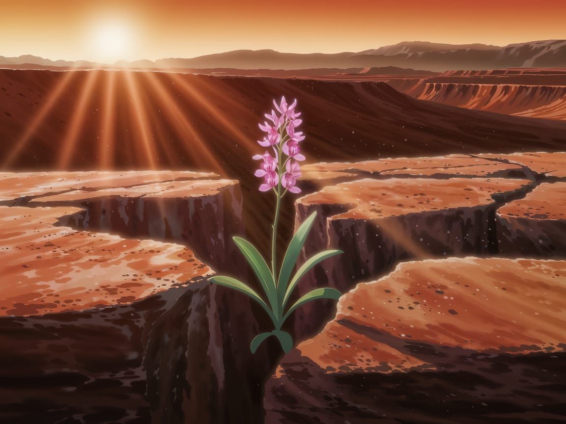 Orchid on Mars in Bierstadt and Stalenhag Style