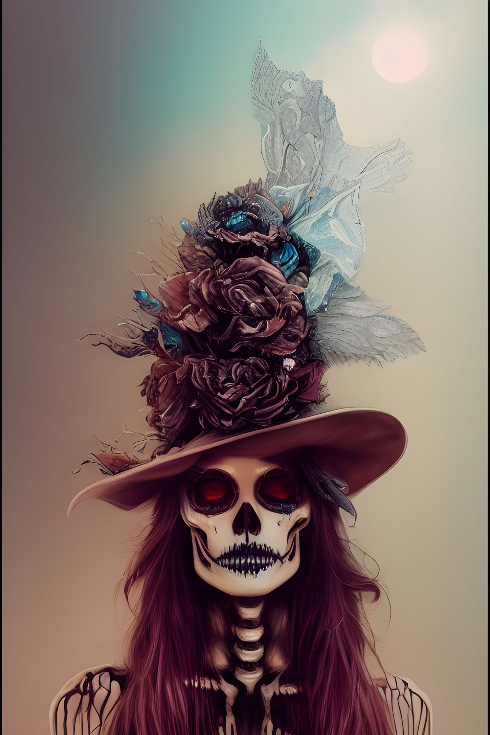 Intricate Skeleton Hat in Macabre Fractal Style