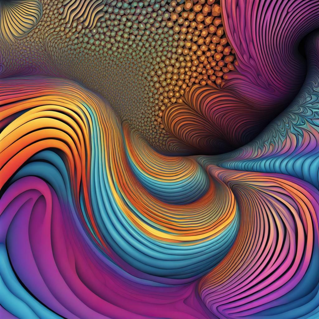 Psychedelic Abstract Fractal Vector Art in 3D