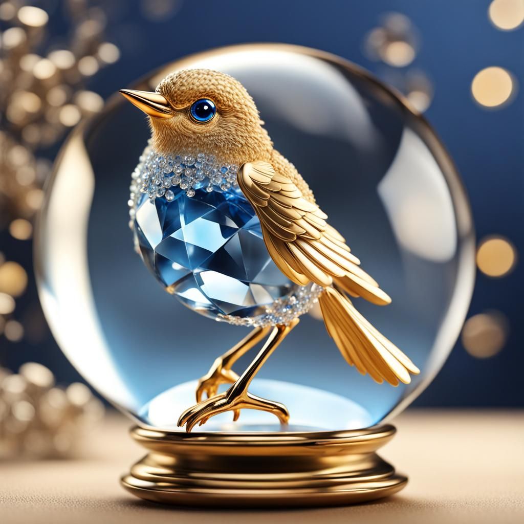 Crystal Bird on Crystal Ball: A Digital Art Piece