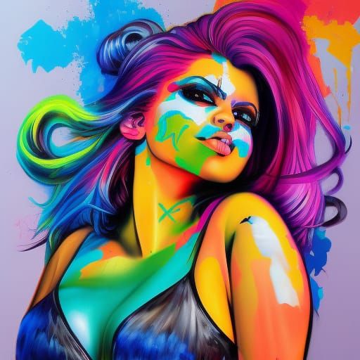 Curvy Warrior Girl in Graffiti Street Art