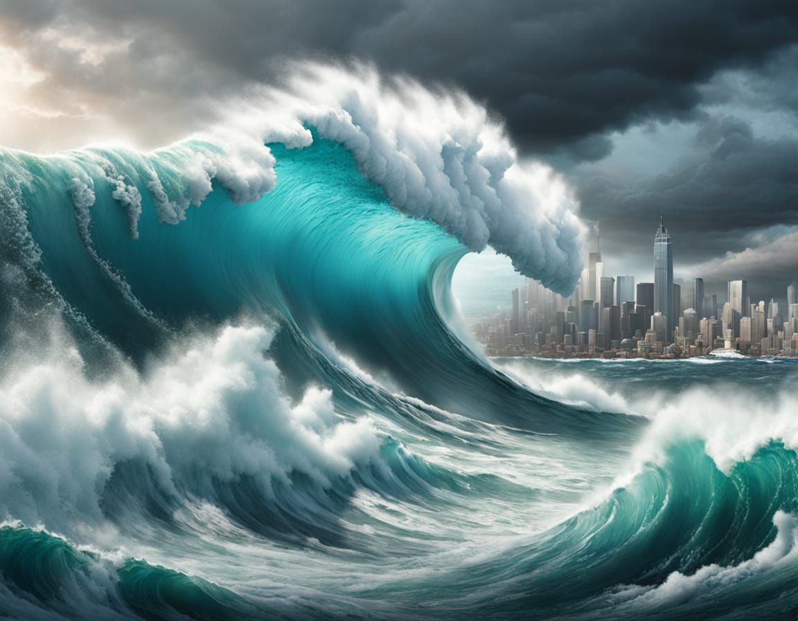 Colossal Ocean Wave Crushes City and Harbor