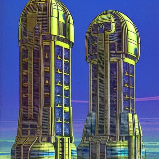 Futuristic Space Buildings in Sci-Fi Style