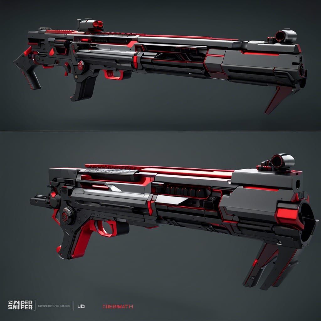 Futuristic Sci-Fi Sniper Rifle with Mechanical Details