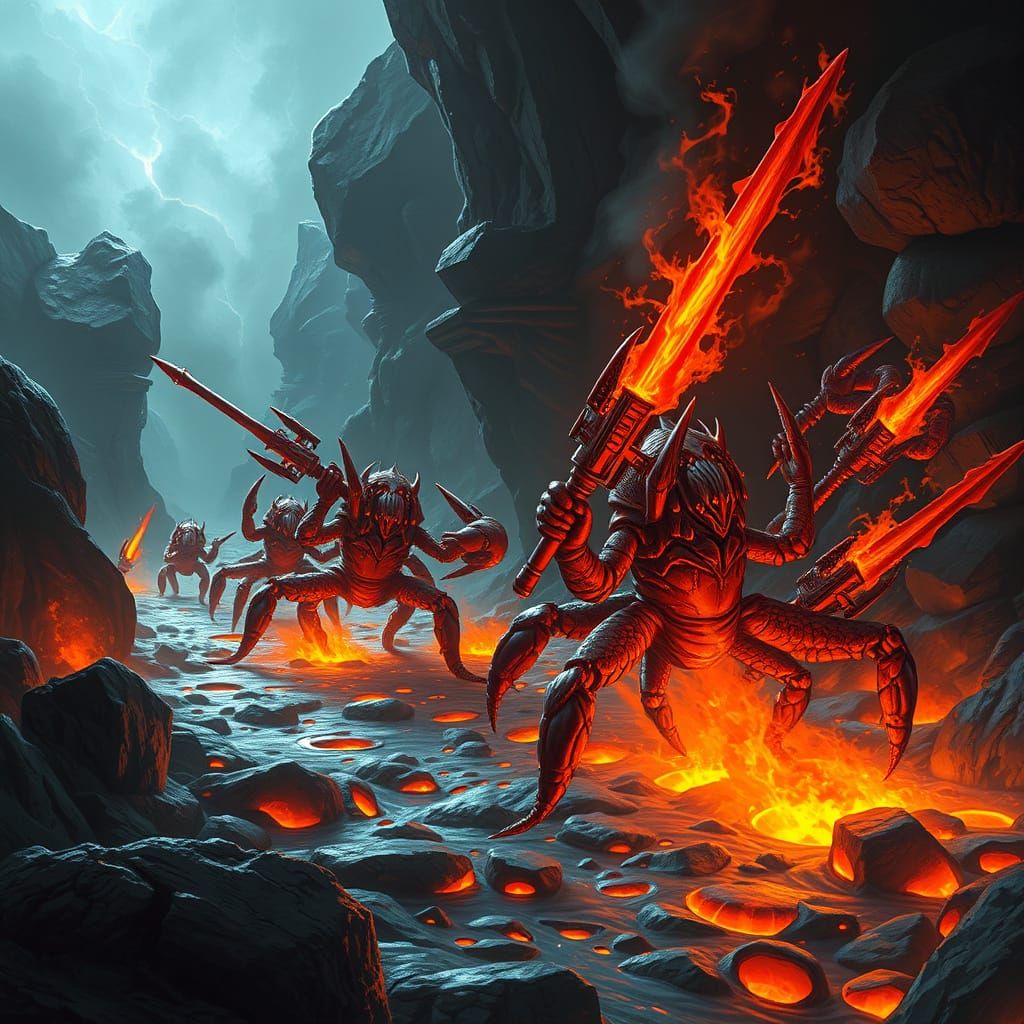 Lava Crustaceans Defend Against Magma Invaders