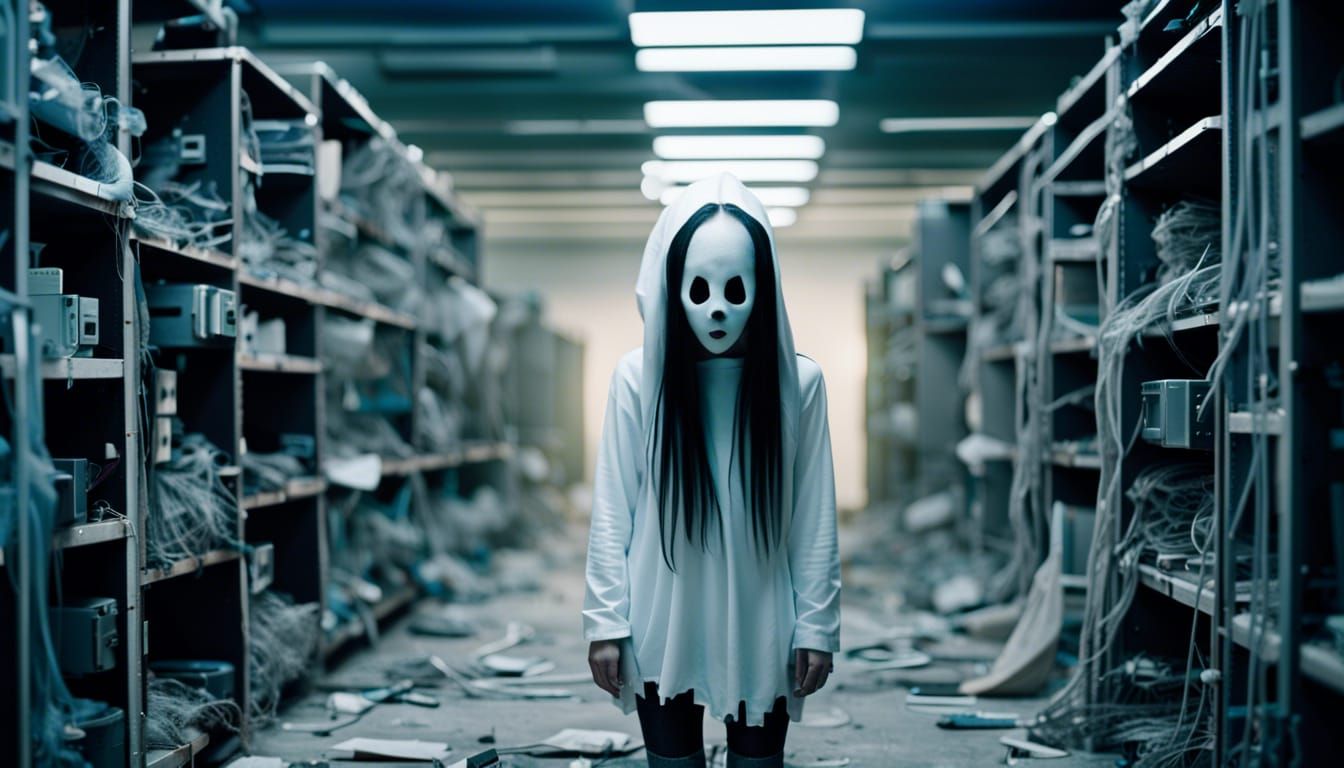 Girl Ghost in Apocalyptic Laptop Room