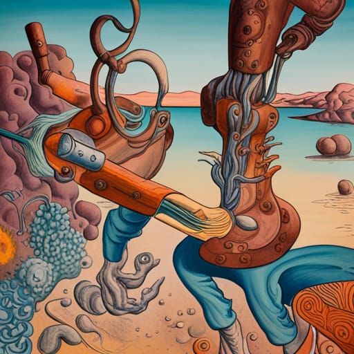 Weaponized Item Container in Surreal Comic Art Style