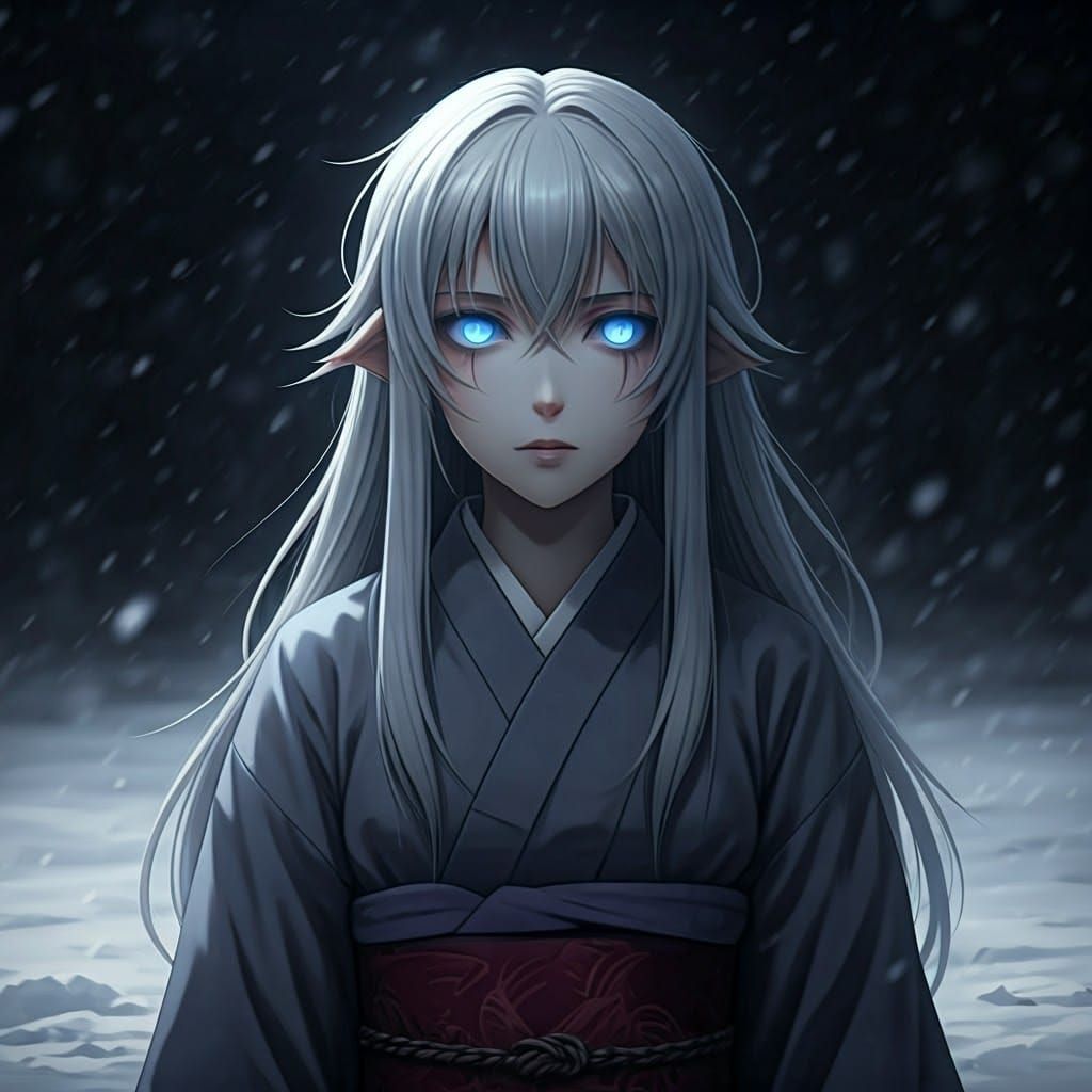 Eerie Blizzard Portrait: Yuki Onna in Cinematic Style
