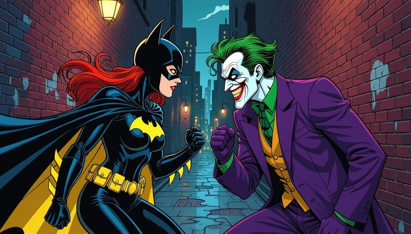 Batgirl vs. Joker in Manga Style