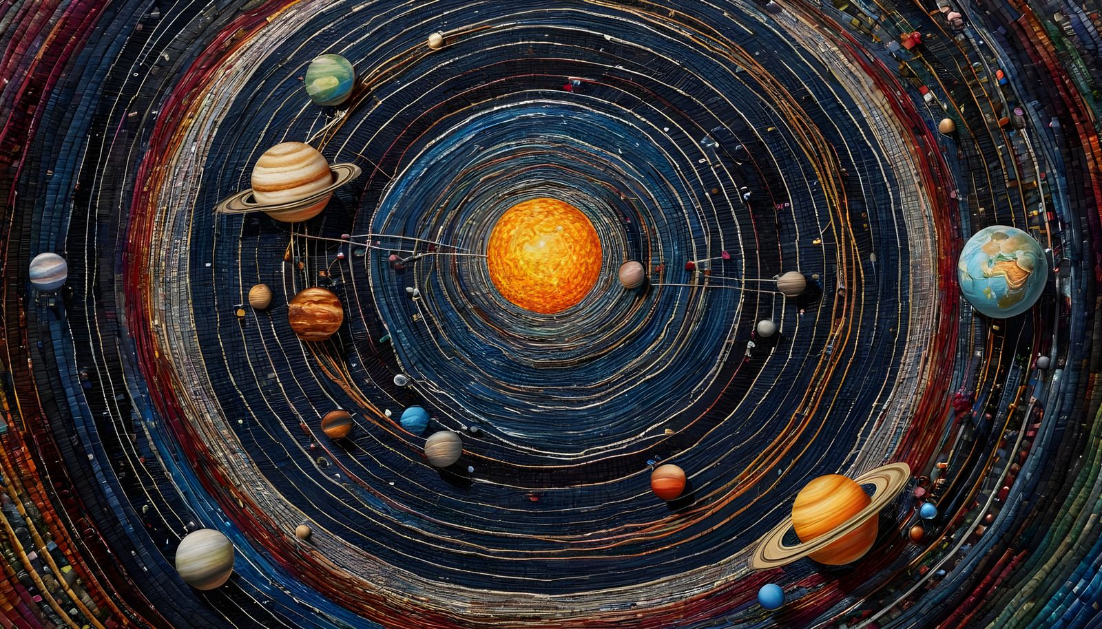 Cosmic Tapestry in Vibrant Silk Weaves