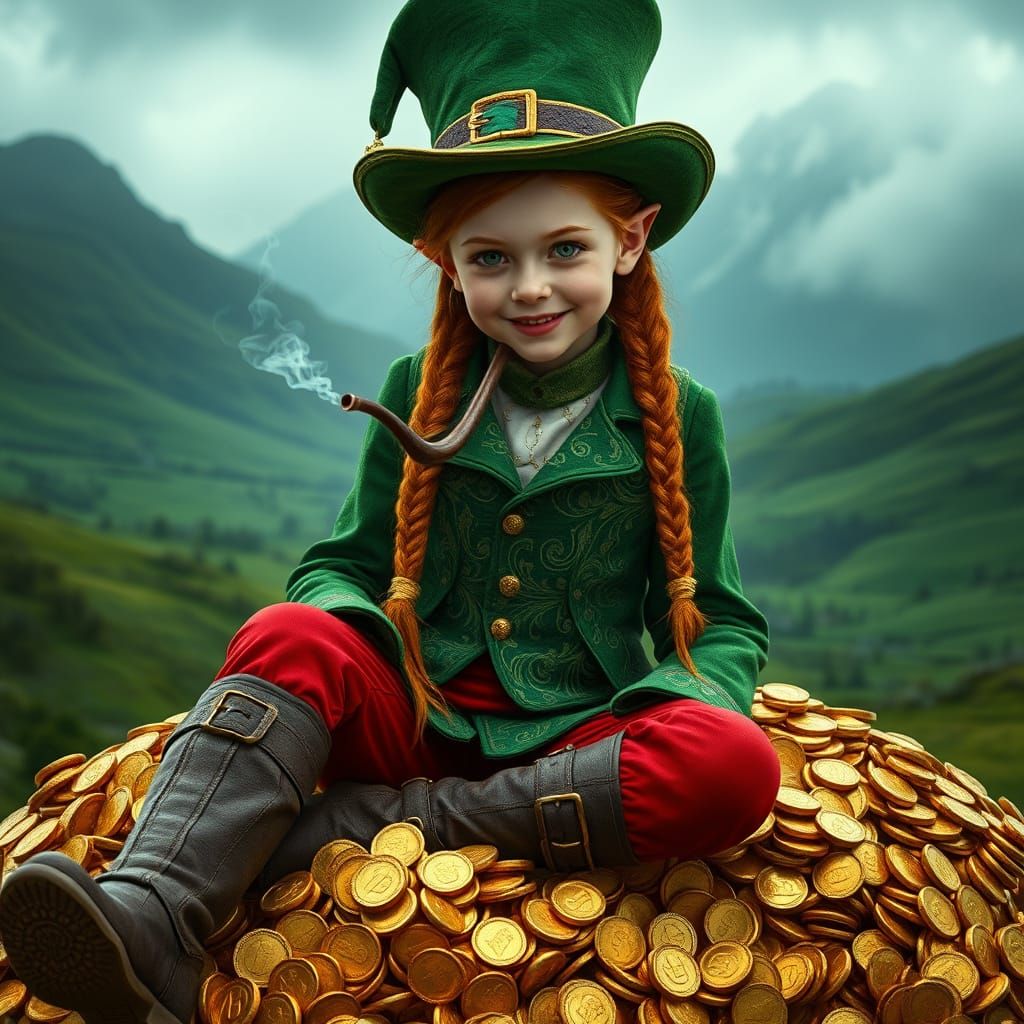 Whimsical Giant Leprechaun in Emerald Isle Elegance