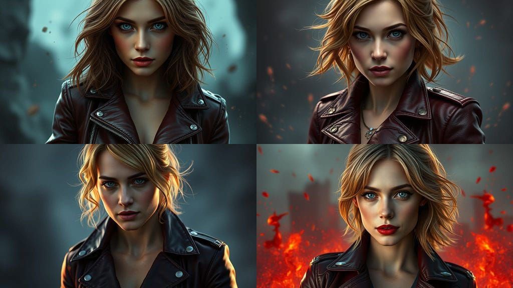 Naomi Watts in Maroon Leather Jacket Fantasy Portrait