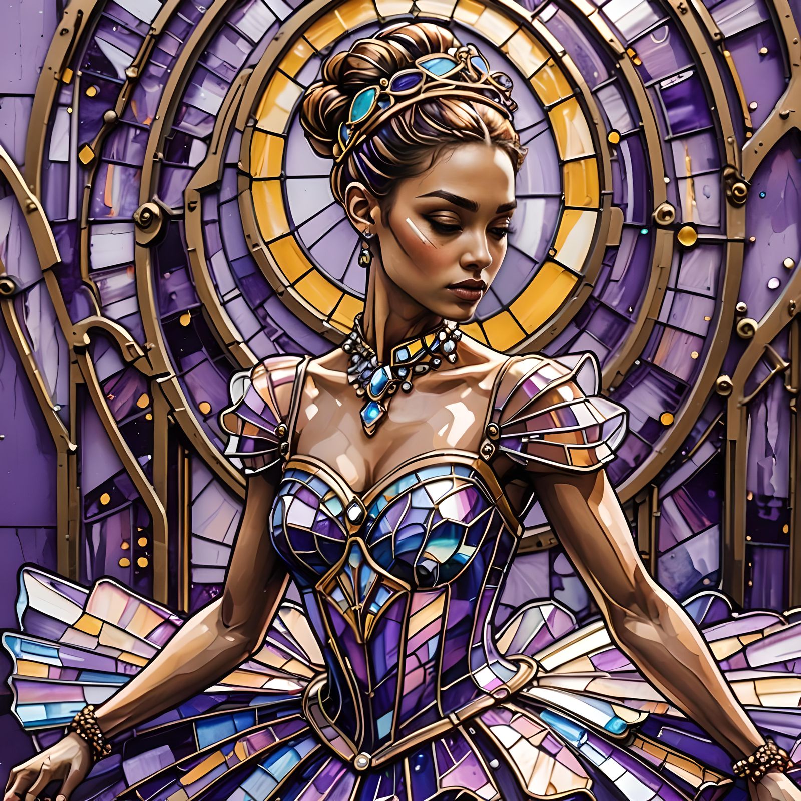 Ballerina in Stained Glass Dress, Graffiti Art