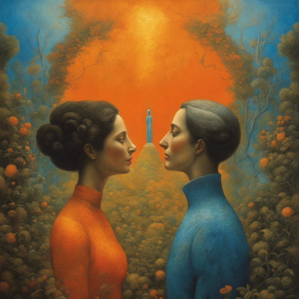 Ethereal Garden of Souls: A Surrealist Oil Painting