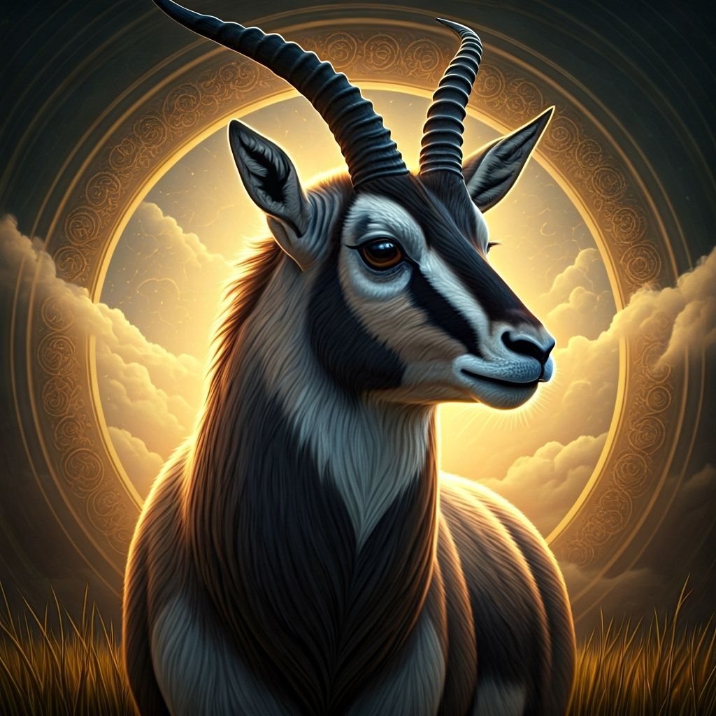 Gazelle on Grassy Plain at Sunset