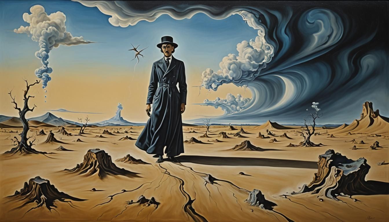 Surreal Melting Clock in Oil Paint Style