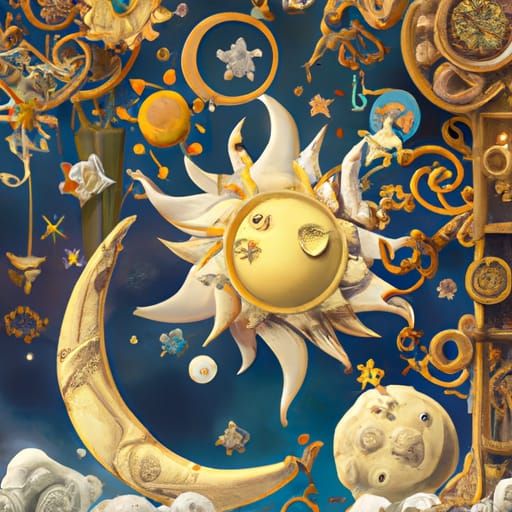 Whimsical 3D Sun, Moon, and Stars Aesthetic