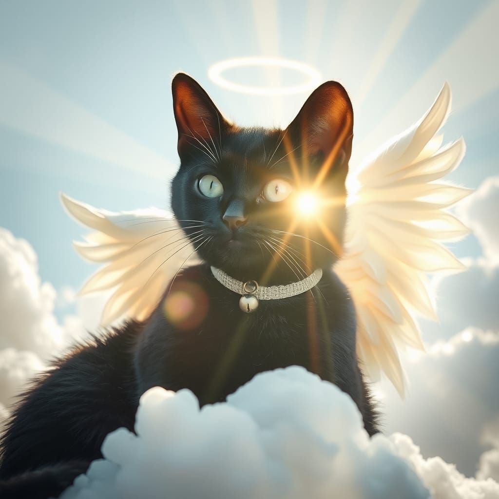 Angel Cat Basks in Heavenly Sunshine