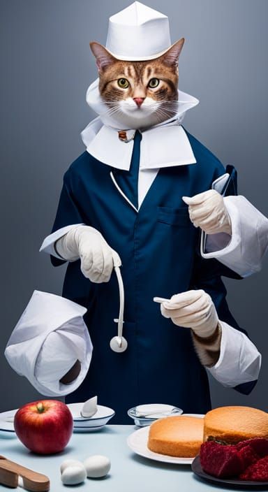 Feline Surgeon in Medical Attire