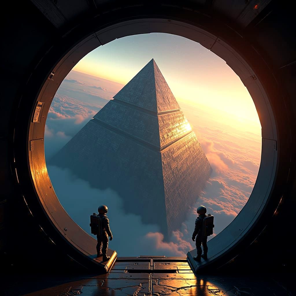 Technological Pyramid Reaching Space in HDR