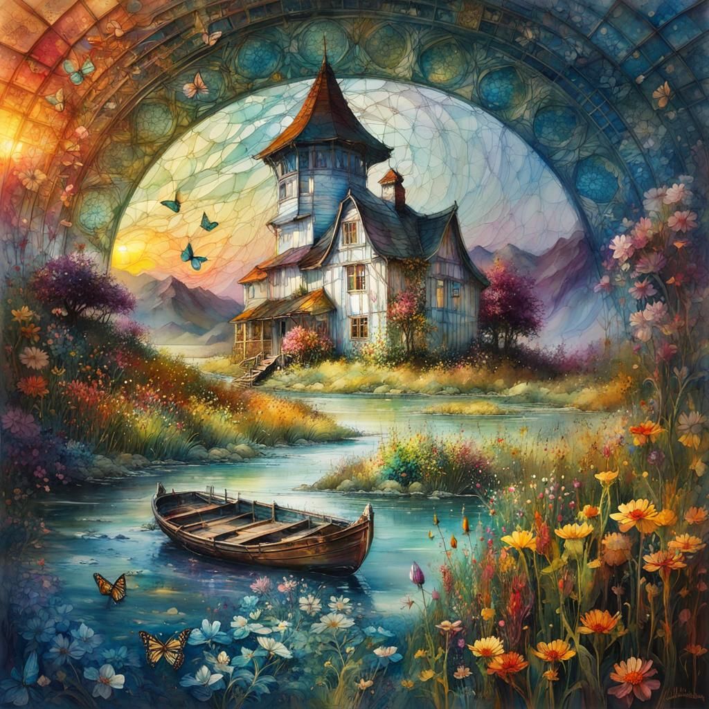 Flower Meadow: A 3D Stained Glass Watercolor