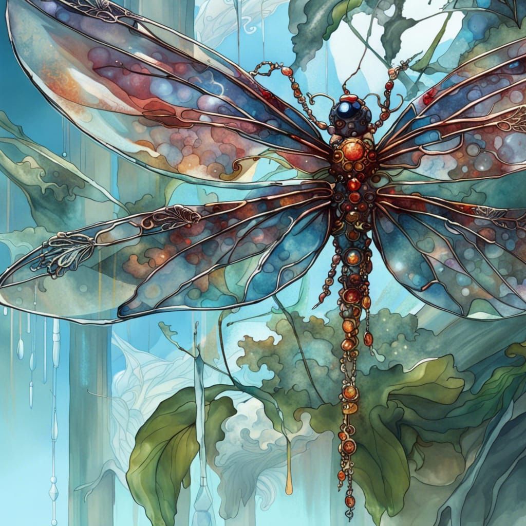 Crystal Dragonfly Jewelry Art, Hyperdetailed Splash Screen