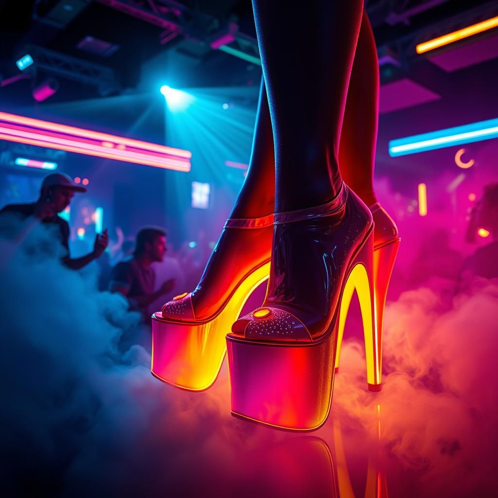 Neon Rave: Holographic Platform Shoes in Psychedelic Style