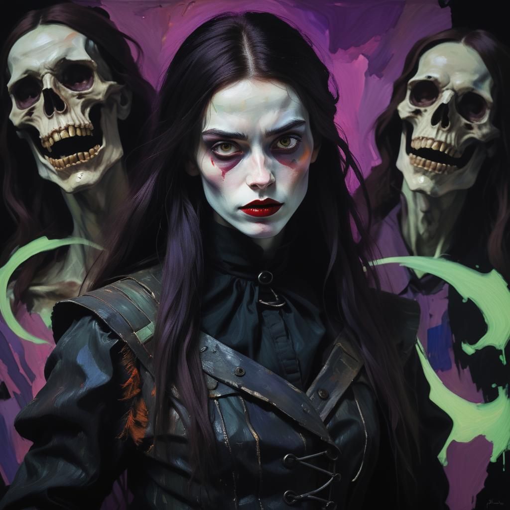 Egon Schiele-Style Witch with Chiaroscuro Lighting