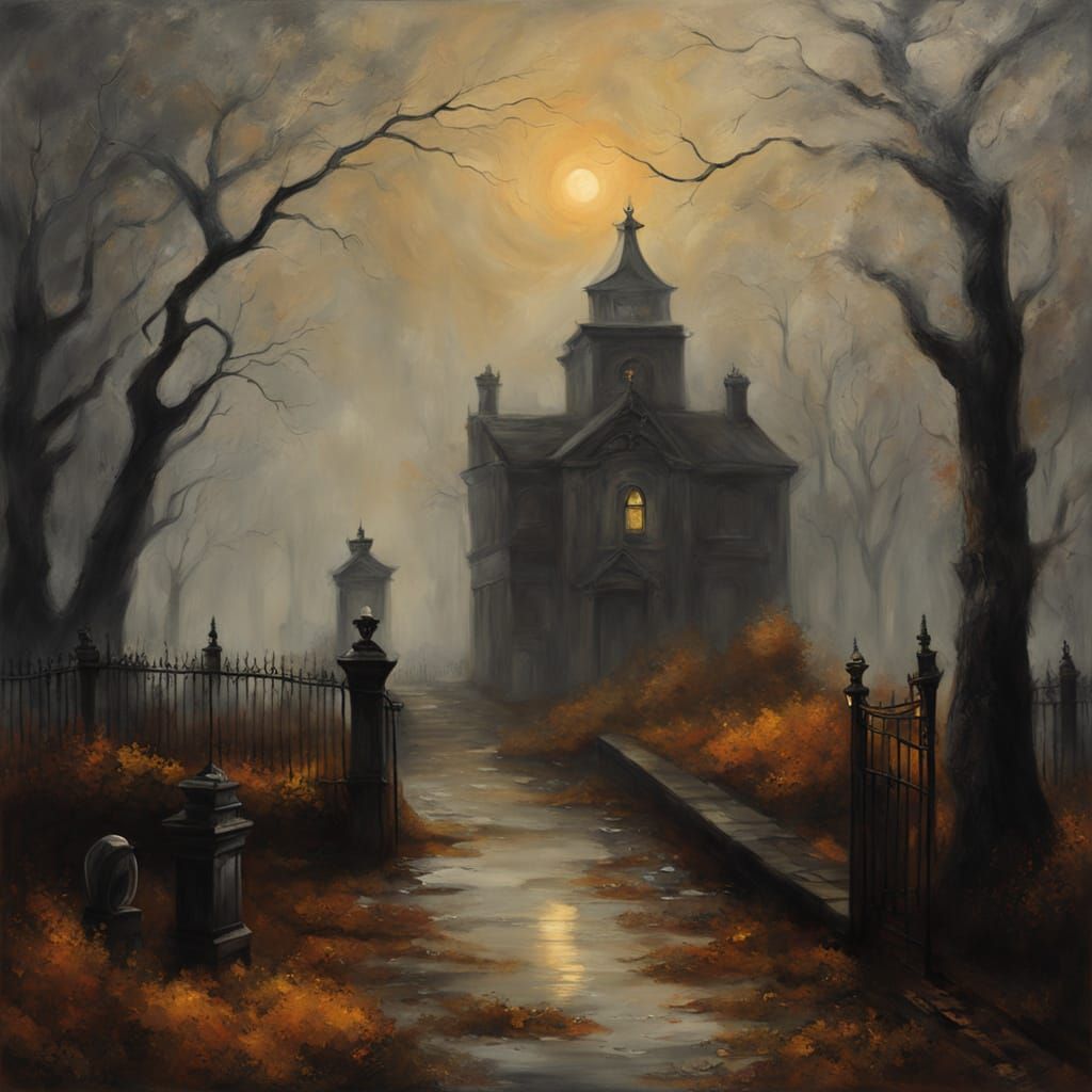 Screaming Teapot Flees Grim Reaper in Eerie Autumn Night