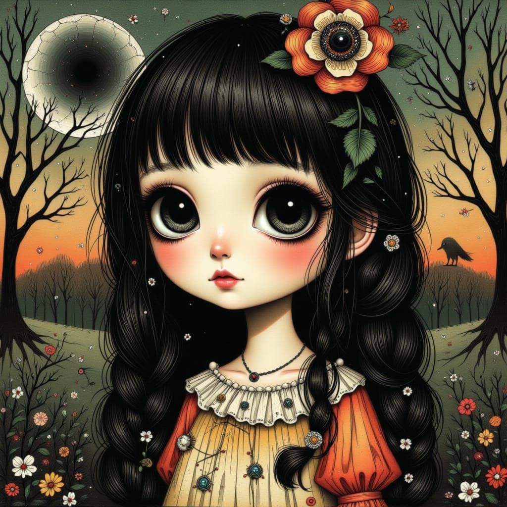 Adorable Lady Portrait in Pop Surrealism Style
