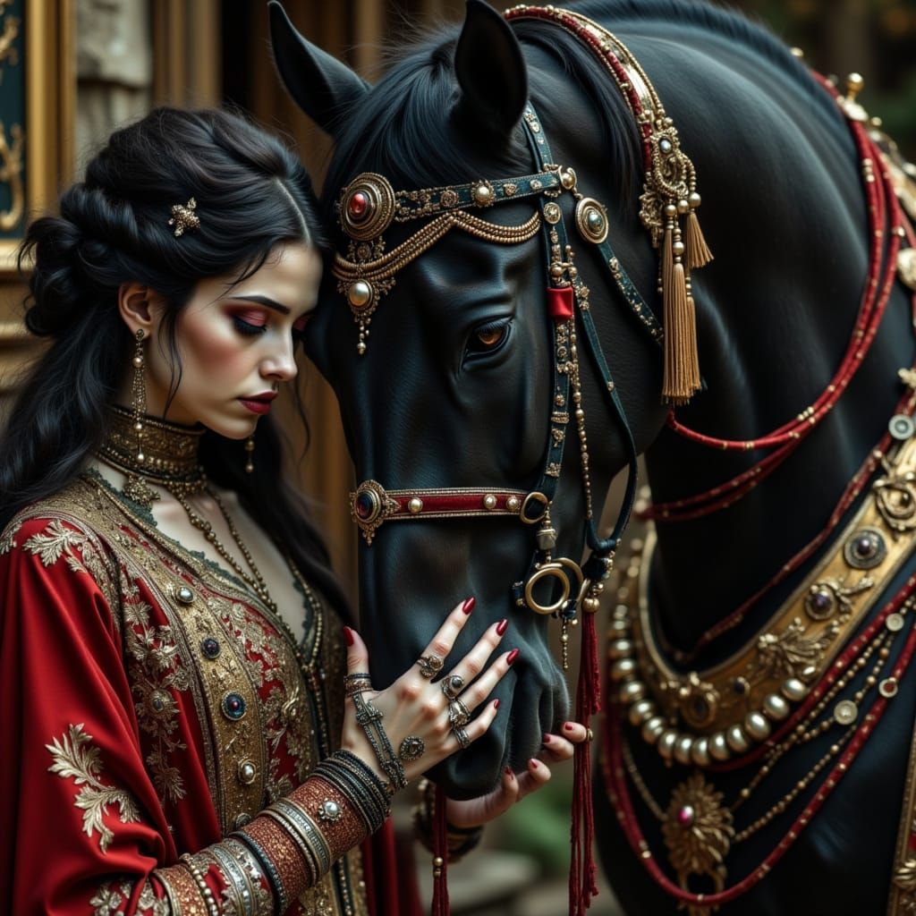 Andalusian Horse and Vampire Noble in Baroque Style