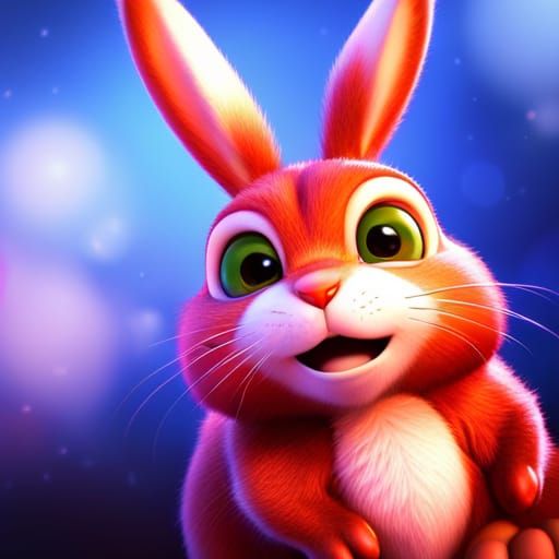 Grinning Bunny Rabbit Portrait in Pixar Style