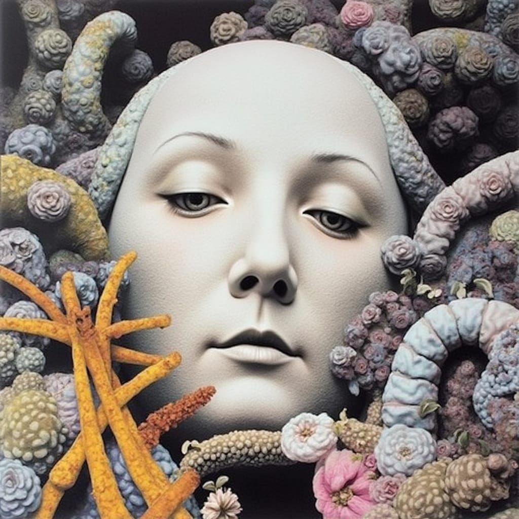 Surrealist Dreamscape: Vibrant Environment Dominates, Figure...