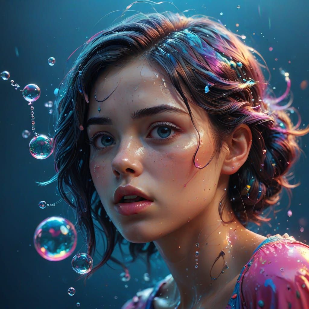 Hyperrealistic Bubblegum Bubbles in Splash Art Style