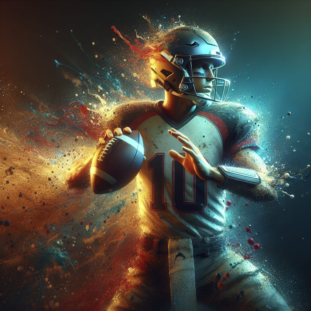 Football Quarterback in Action: Ultra-HD Concept Art