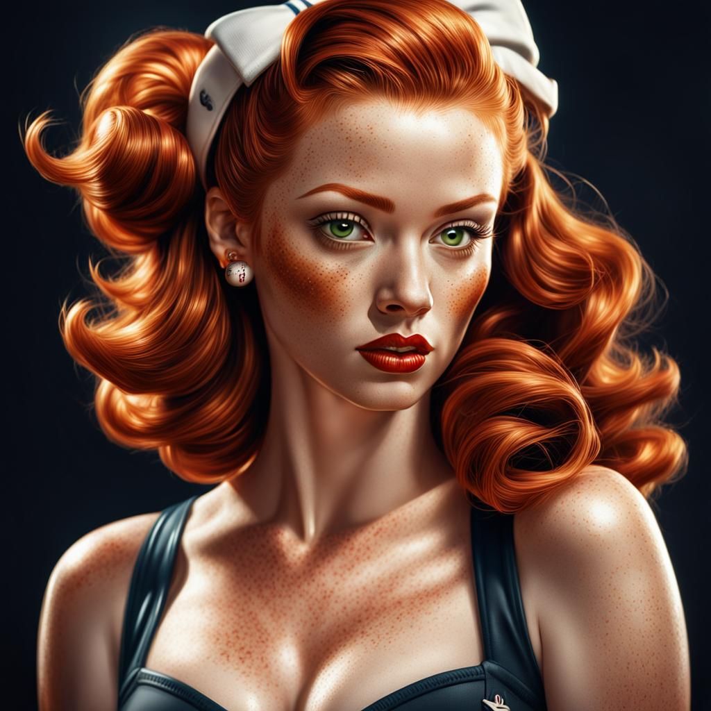 Hyperrealistic Baseball Pin Up Girl Portrait