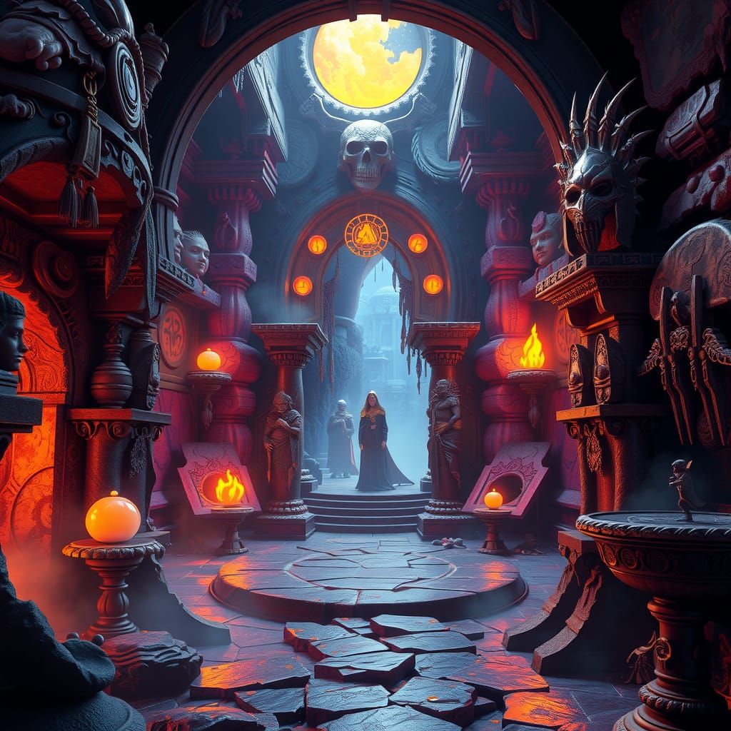 Dark Fantasy Portal in Style of Art Nouveau