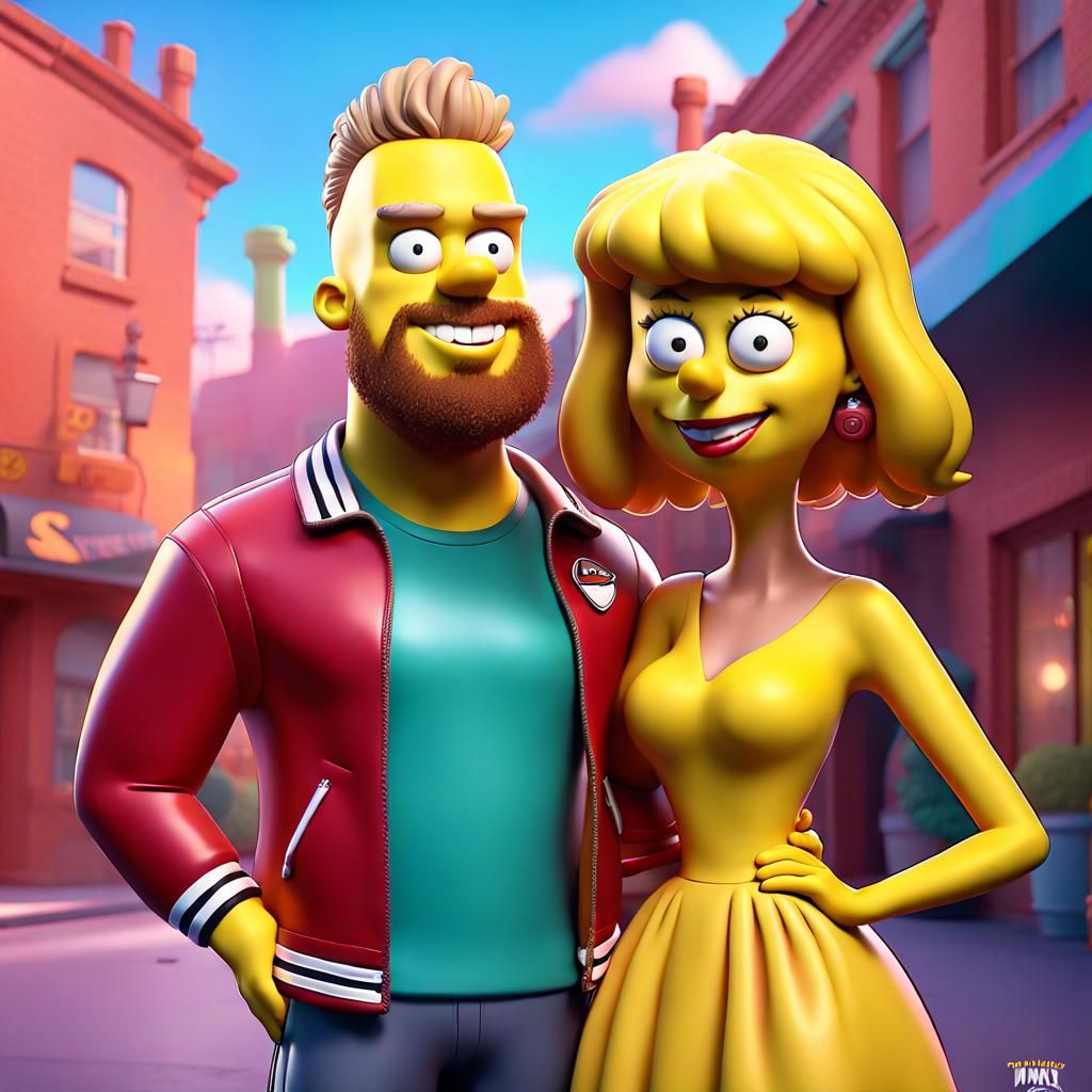 Taylor Swift and Travis Kelce as Simpsons